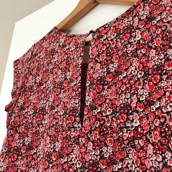 Joie Floral Print Silk Blouse with MEASUREMENTS Size Small Red Pink Black - Picture 5 of 7